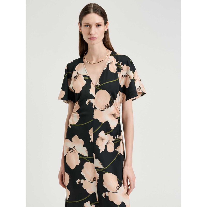 Veronika Maine Blush Poppy Satin Back Crepe Dress image number 3